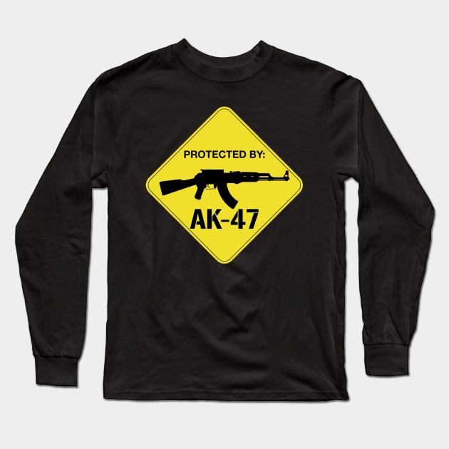 Protected by AK-47 Long Sleeve T-Shirt by  The best hard hat stickers 